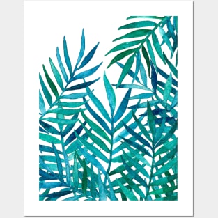 Watercolor Palm Leaves on White Posters and Art